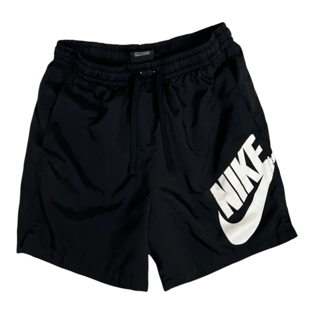 Vintage Nike Black Swim Shorts Kids Size Medium Black Big Swoosh Logo